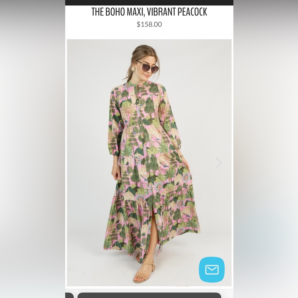 Boho Maxi Dress - vibrant peacock pattern - Picture 7 of 16